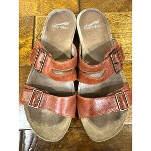 Dansko women's Rosie Coral Leather Sandals Two strap adjustable EU38 / US 7.5-8